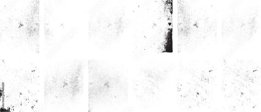 Aufkleber Grunge textures set. Collection of vector, distress, textures .Simply Place grungy textured overlay over any Object to Create grunge ,dirty effect .Various distressed texture for your design.
