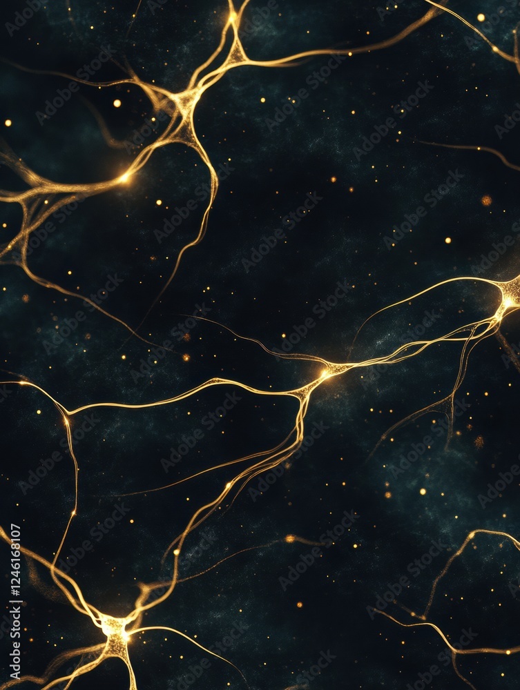 Poster detailed depiction of the brain and nervous system showing glowing neuron pathways and electrical ac