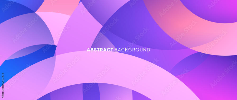 Poster Abstract background with curved patterns that overlap each other and are randomly arranged with purple and pink gradation colors