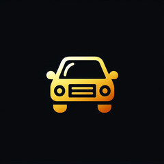 Golden luxury car icon minimal logo on black background