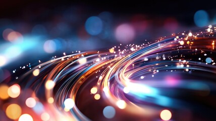 Abstract light streaks and bokeh creating futuristic, vibrant effect