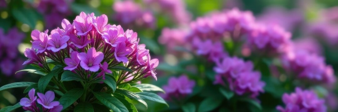 The shali violet bush is covered with purple flowers that are blooming in clusters on the stem, bush, plants, clusters