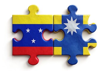 Naklejka premium Abstract puzzle with Colombian and Australian flags.