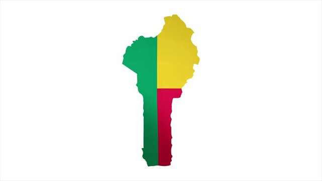 The Flag of BENIN Waves Within Its Map with Beautiful Animation