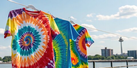 Abstract tie-dye backdrop, summer party, simple palette.