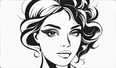 Elegant Woman Silhouette with Flowing Hair – Beauty and Fashion Vector