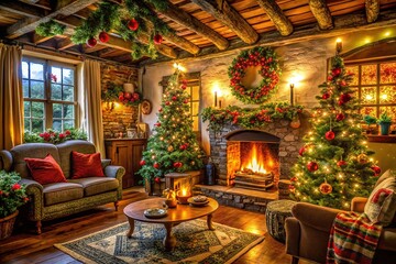 AI-designed Christmas cottage: warm, inviting, and country-chic.