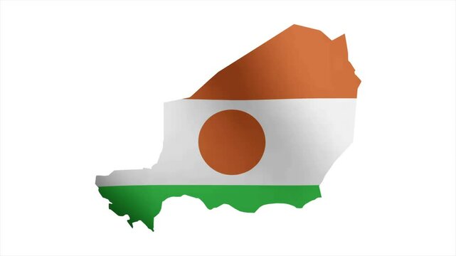 The Flag of NIGER Waves Within Its Map with Beautiful Animation
