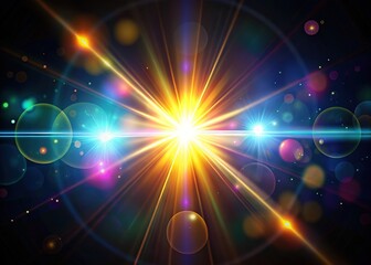 AI photo:  black background, bokeh lens flare, overlay ready.