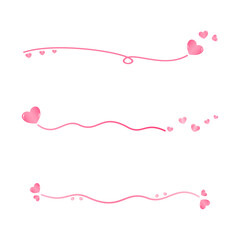 Vector - Cute collection of pink hearts line. Cartoon style, Minimal. Can be use decorate any card, web.
