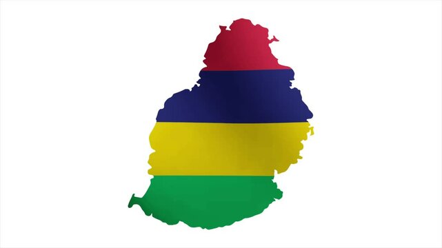 The Flag of MAURITIUS Waves Within Its Map with Beautiful Animation
