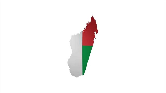 The Flag of MADAGASCAR Waves Within Its Map with Beautiful Animation