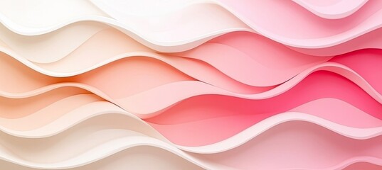 Seamless Pastel Coral To Soft Pink 3D Low Profile Waves, Delicate, Minimalist, Abstract Background