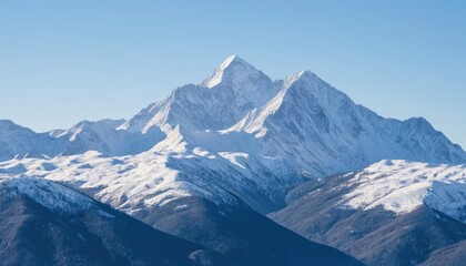 Snow-Covered Mountains Under a Clear Winter Sky