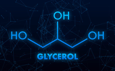 Glycerol Molecular Structure with Plexus Effect Representing Chemical Bonds