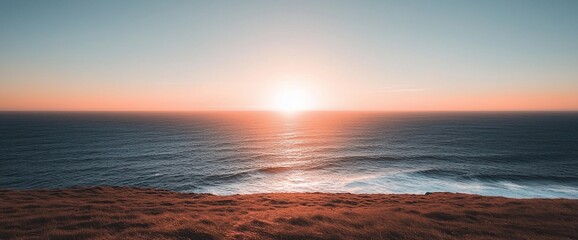 Obraz premium Ocean sunset, coastal view, tranquil scene, idyllic landscape, travel imagery
