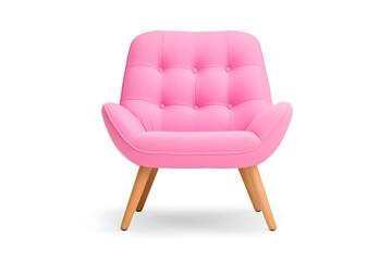 Fototapeta premium Pink soft comfortable armchair isolated on white background