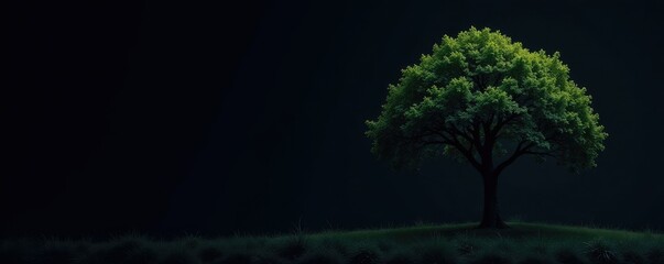 Fototapeta premium Dark forest with a lone fig tree on the black background, black, branches