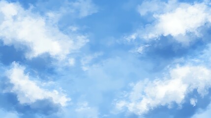 Naklejka premium Blue sky, fluffy clouds, daytime, background, design