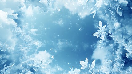Blue sky, leaves, clouds, fantasy, design