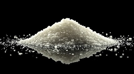 Pile of sea salt on a black background 