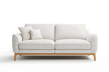 White comfortable sofa mock up isolated on white background