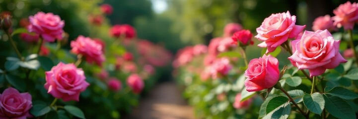 A stunning rose garden with different types of roses, garden, flower, leaf