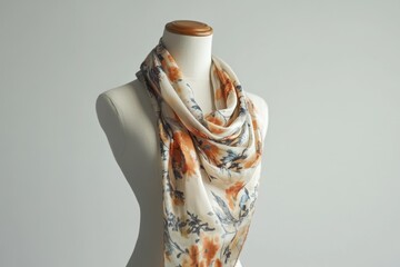 Creamy Floral Print Silk Scarf - Exquisite Fashion Accessory