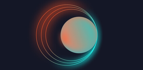 abstract sphere background with circles and neon glow