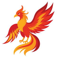 Obraz premium Fiery Phoenix Bird with Detailed Wings