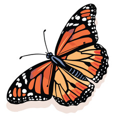 Isolated monarch butterfly with orange and black wings, a beautiful insect of nature