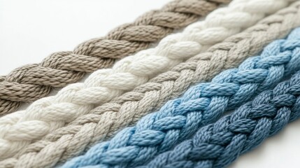 Braided nautical ropes closeup marine environment gigapixel scale textured details craftsmanship focus