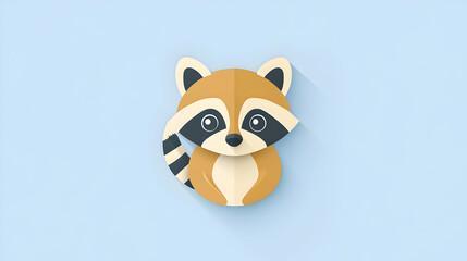 Cute cartoon raccoon on light blue background.  Possible use Children's book illustration