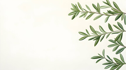 Fototapeta premium Detailed illustration of sprigs of rosemary against a white background. Possible use for culinary or botanical design