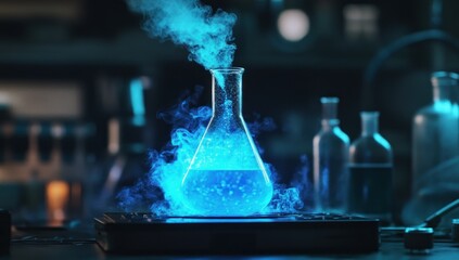 Ethereal Blue Alchemy: A Mystical Laboratory Scene