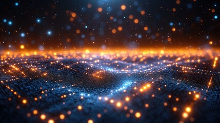 futuristic blue background with digital matrix patterns