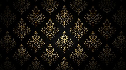 Black and Gold Damask Pattern Elegant Backdrop Design for Decoration and Luxurious Backgrounds.