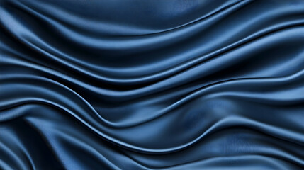 Obraz premium Navy blue silk fabric draped in waves