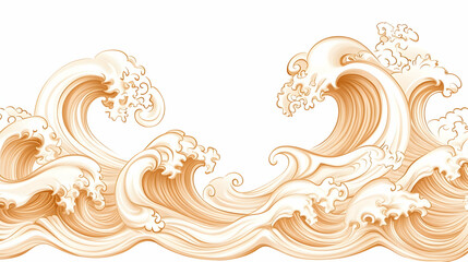 Fototapeta premium Ornate, stylized ocean waves background. Possible use digital print, wallpaper
