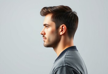 Fototapeta premium Male portrait in profile from the side
