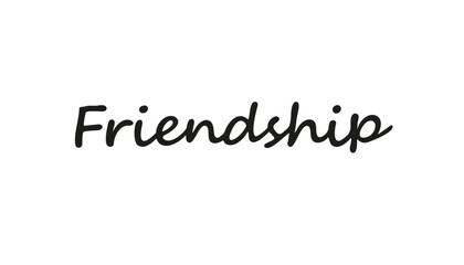the word friendship is written in pink on a white background