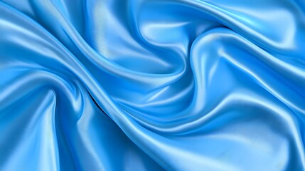 Obraz premium Smooth Light Blue Satin Fabric with Elegant Waves and Texture