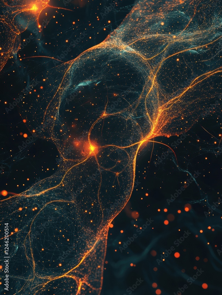 Aufkleber scientific visualization of the brain and nervous system showcasing glowing neurons and electrical a