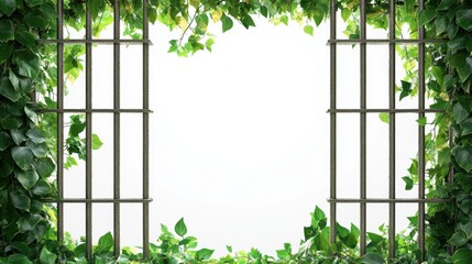 Lush greenery framed in a window view.