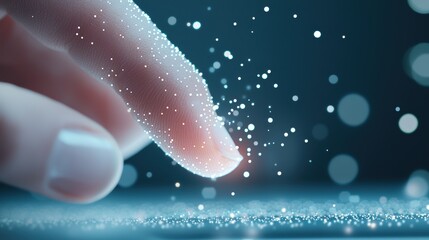 A close up shot of a finger tapping on a tablet screen, navigating through a user friendly interface for accessing and managing electronic health records.