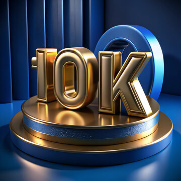 Thank you 10k, 10000 Followers, 3D illustration 10k a white and yellow background