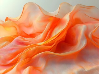 Obraz premium A captivating abstract composition featuring flowing orange and peach fabric, creating a soft and dreamy visual effect with gentle curves and soft gradients.