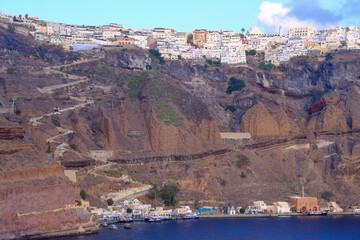 Fira village on Santorini, edited to have a 70´s film look