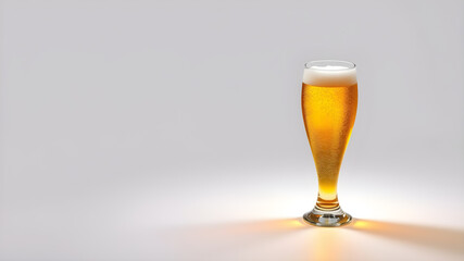 Glass of light beer isolated on white, space for text. Generative AI