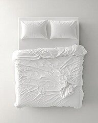 Obraz premium Minimalistic white bedding on a bed.
